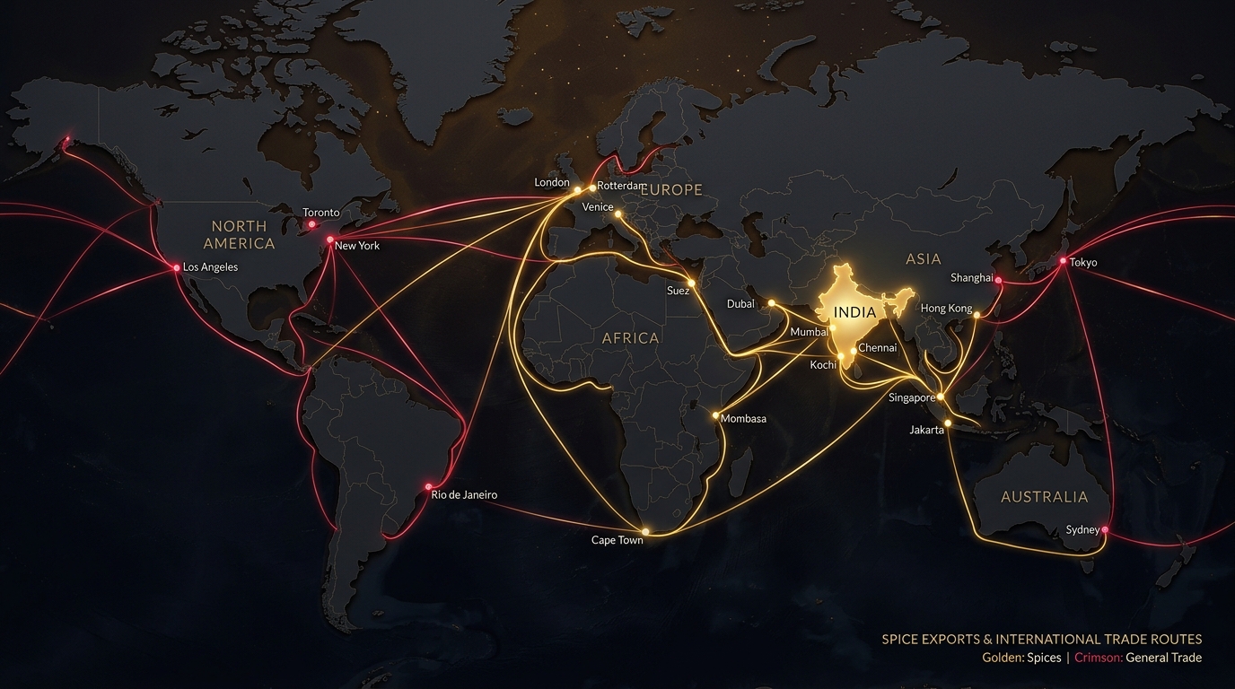 Swathi Spices International Export Trade Routes World Map